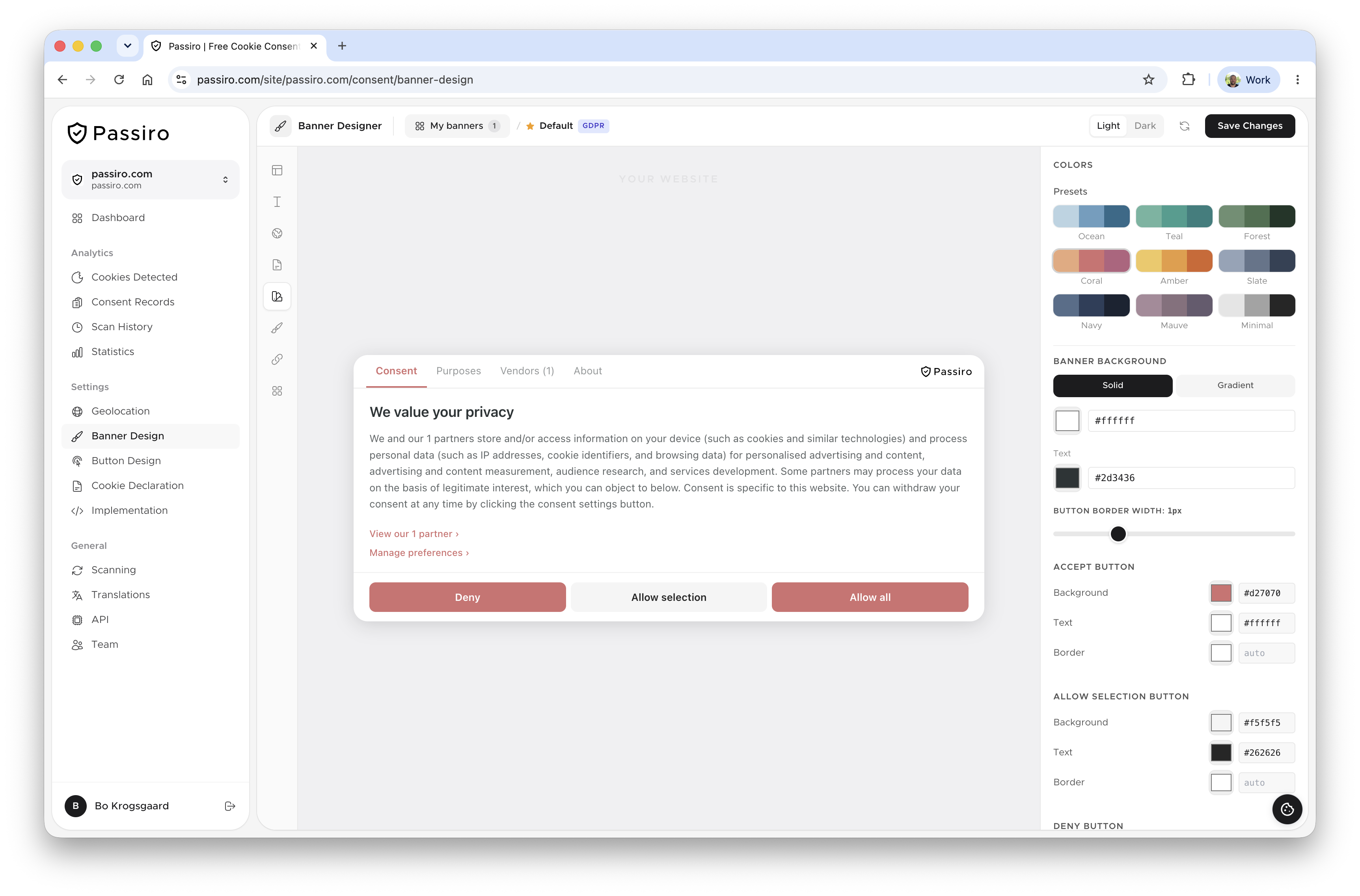 Passiro platform vezérlőpult